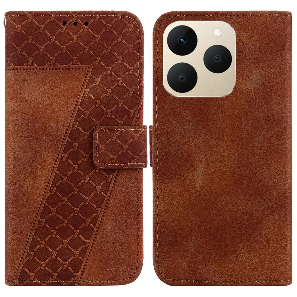 For Realme 15T 5G Stand Case 7-Shaped Pattern Imprint Leather Phone Cover with Strap