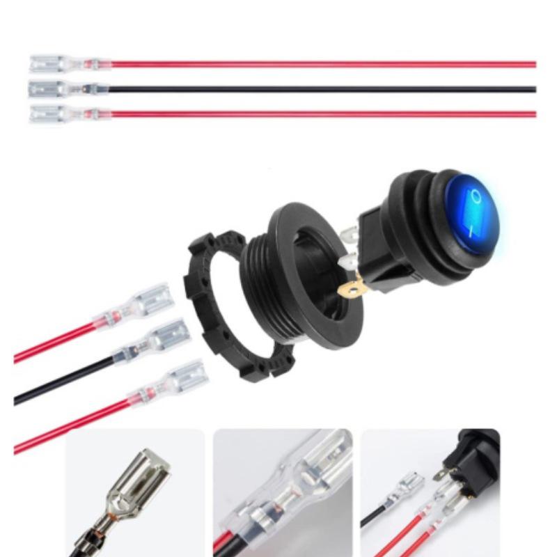 Toggle Switch Waterproof Blue Led Glow Round Waterproof Switch  Melt Terminal Line