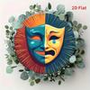 Vintage Drama Masks Metal Sign Teal Blue Red Theater Wall Art Home Decor