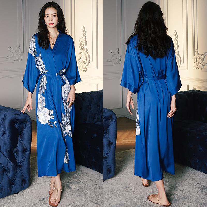 Yao Ting Women's Plus Size Satin Chiffon Pajamas - Summer Ice Silk Luxury Sleepwear & Bathrobe Set