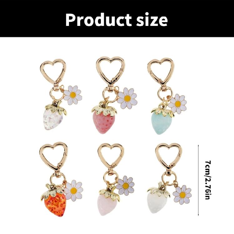 Llavero Decorativo Elegante de Fresa y Flor Colgante de Moda para Bolso Colgante de Teléfono Decoración Elegante para Bolso de Niña