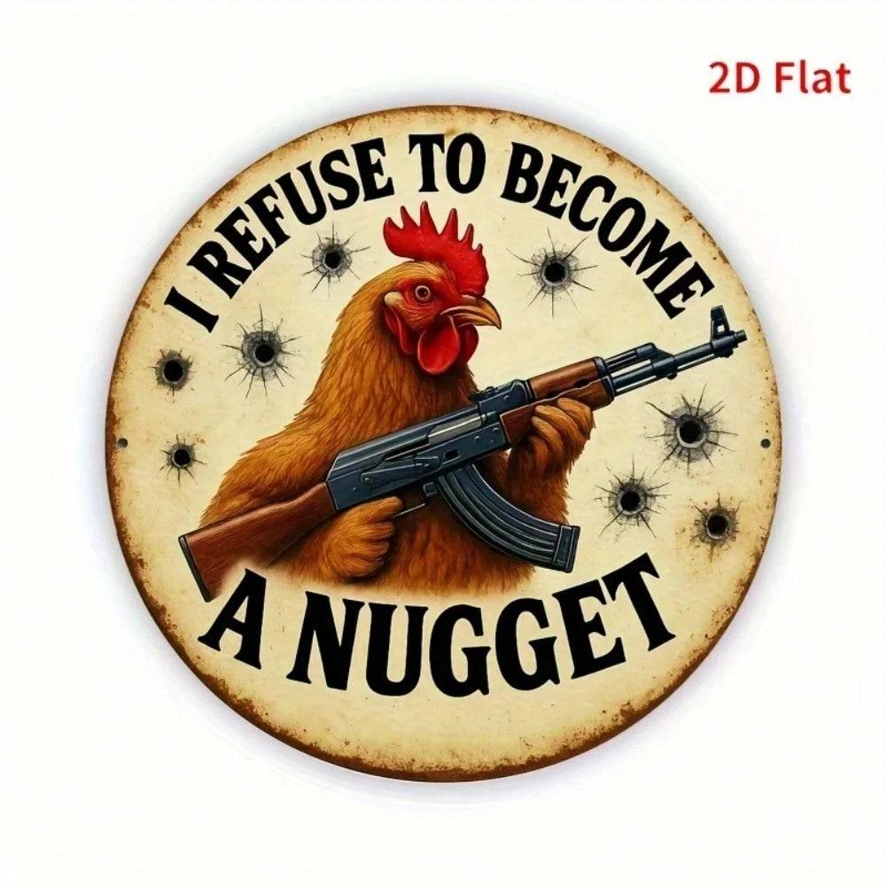 Aluminum Metal Wall Sign Retro Rooster Design Vintage Art Humorous Decor 20x20