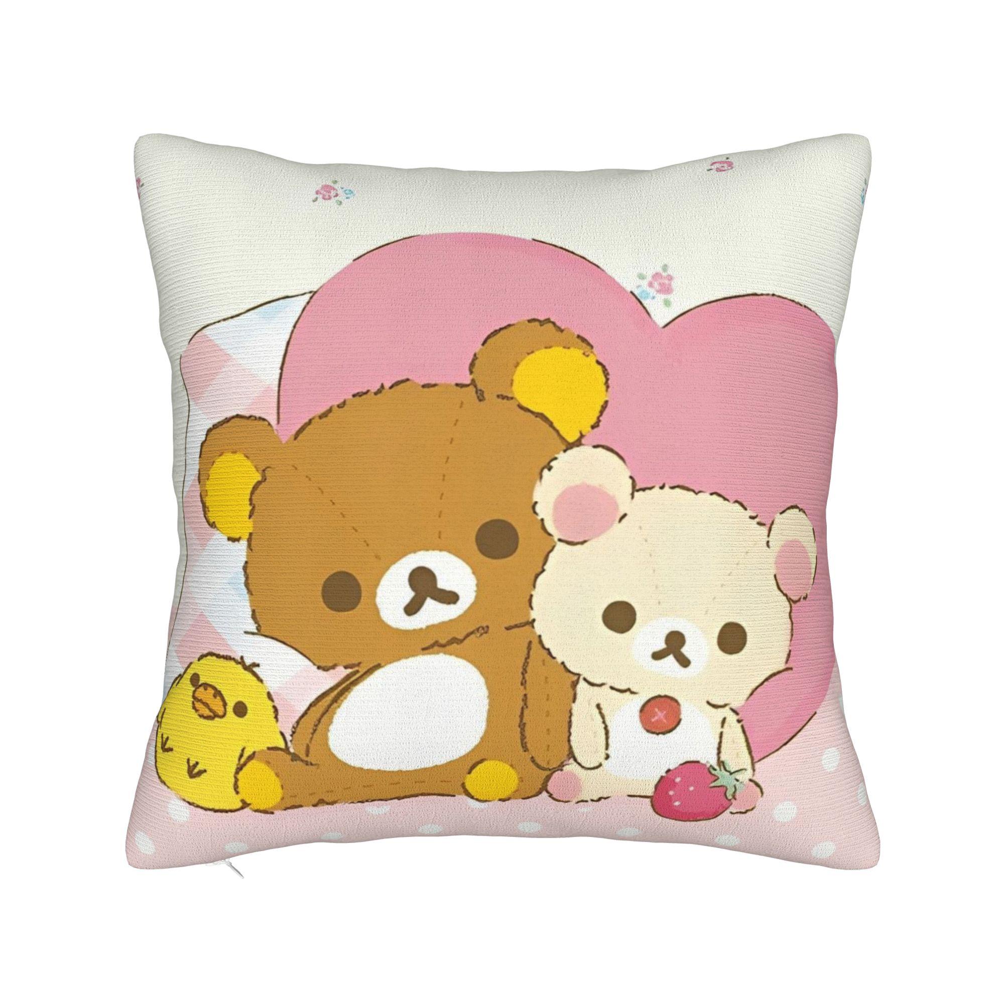 Квадратная наволочка Rilakkuma Клубничный Мультфильм Чехлы для Подушек Новинка Полиэстер Декор Наволочка для Дома 18x18 30x30cm 12x12in