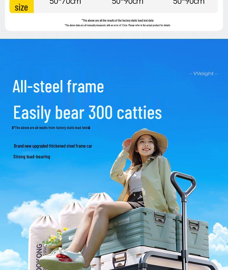 Foldable Outdoor Camping Cart - Portable Trolley for Travel and Picnic Essentials