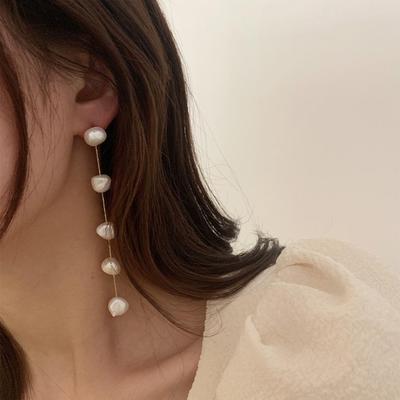 Korean Dongdaemun Pearl Tassel Earrings – Long Chain Ear Line Dangle for Women, Trendy 2020