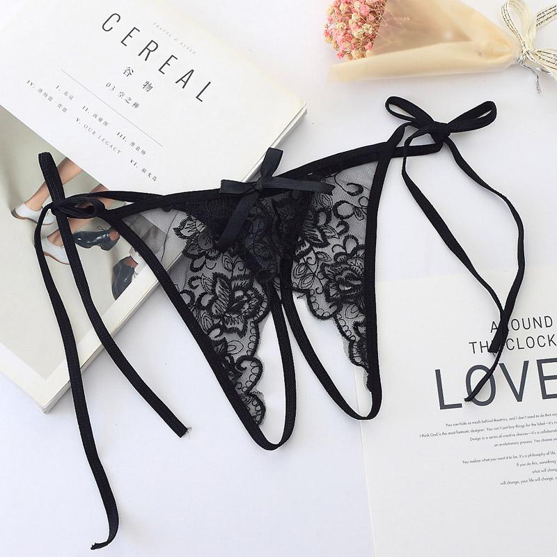 Calcinha sexy lingerie feminina virilha aberta g-string tanga bordado roupa interior feminina k83
