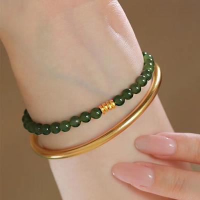 Exquisite Gradient Hetian Jade Bracelet: Niche Ancient Style Cool Hand Jewelry, Perfect Gift for Women and Besties
