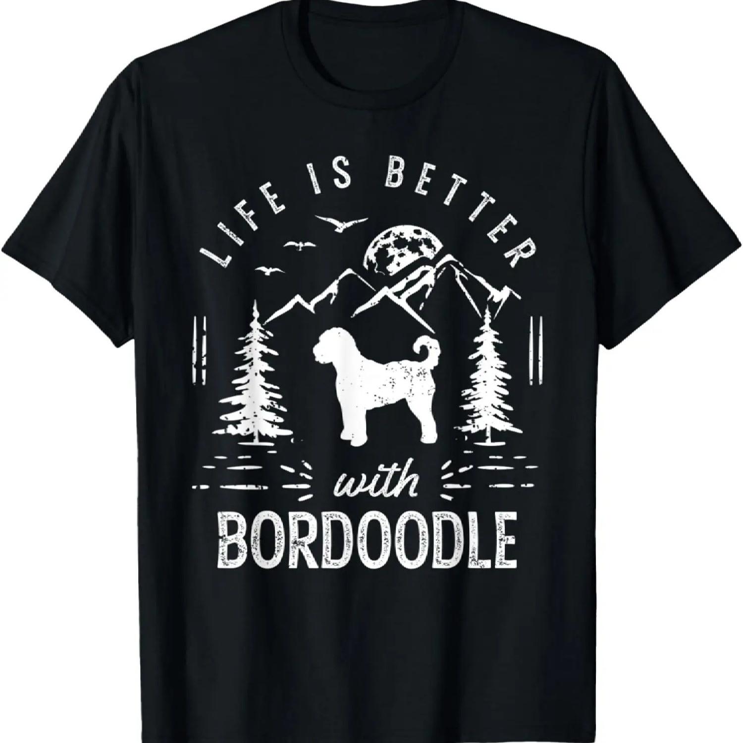 Bordoodle Life Better Mom Dad Dog T-Shirt S чёрный