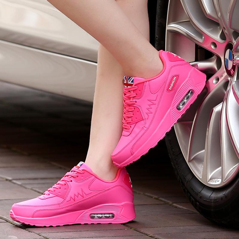 Dámské běžecké boty se vzduchovým polštářem Kauzální tenisky Módní Kožené Prodyšné Sportovní boty Dámské tenisky
