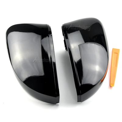 Gloss Black Side Wing Rear View Rearview Mirror Cover Case Caps Shell Replace For Volkswagen For VW Polo Mk5 6R 6C 2009-2017