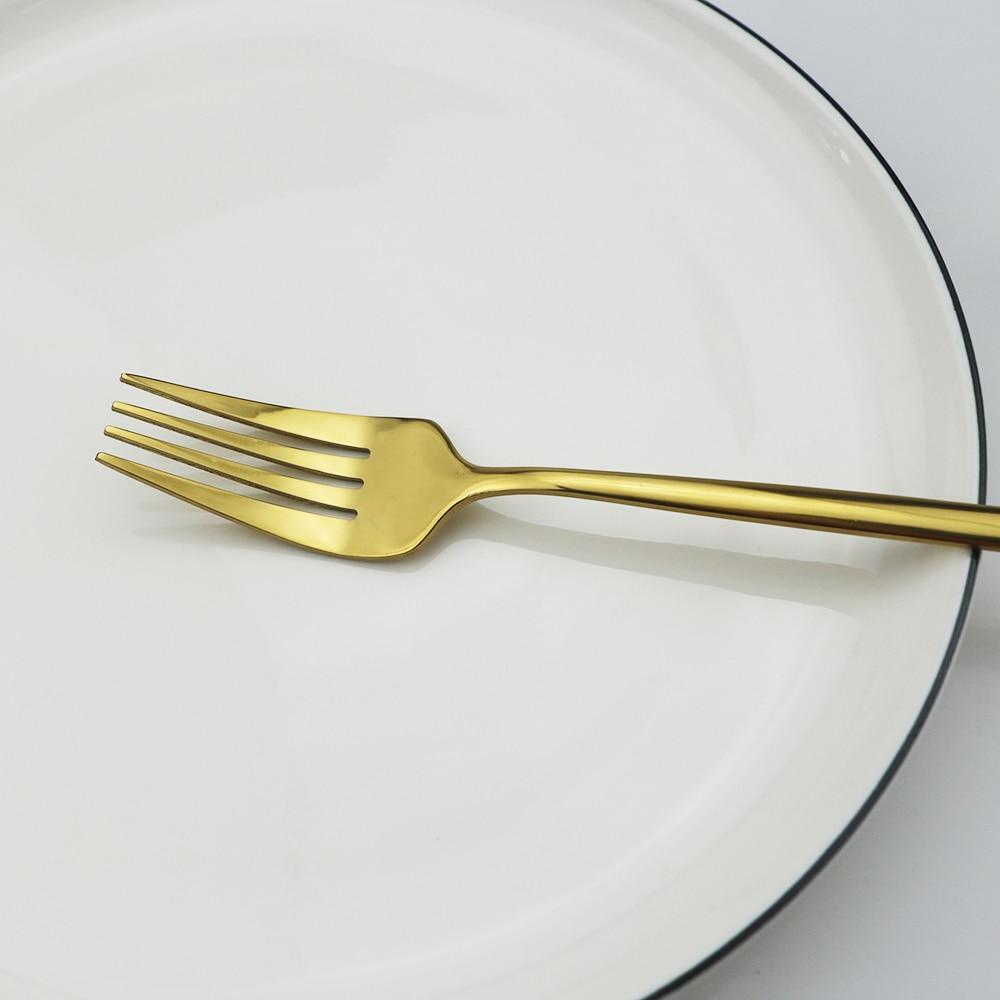 6pcs/Set Black Gold Dessert Fork Set Mirror Stainless Steel Colorful Fork Set Tableware Cutlery Set Home Party Kitchen Tableware