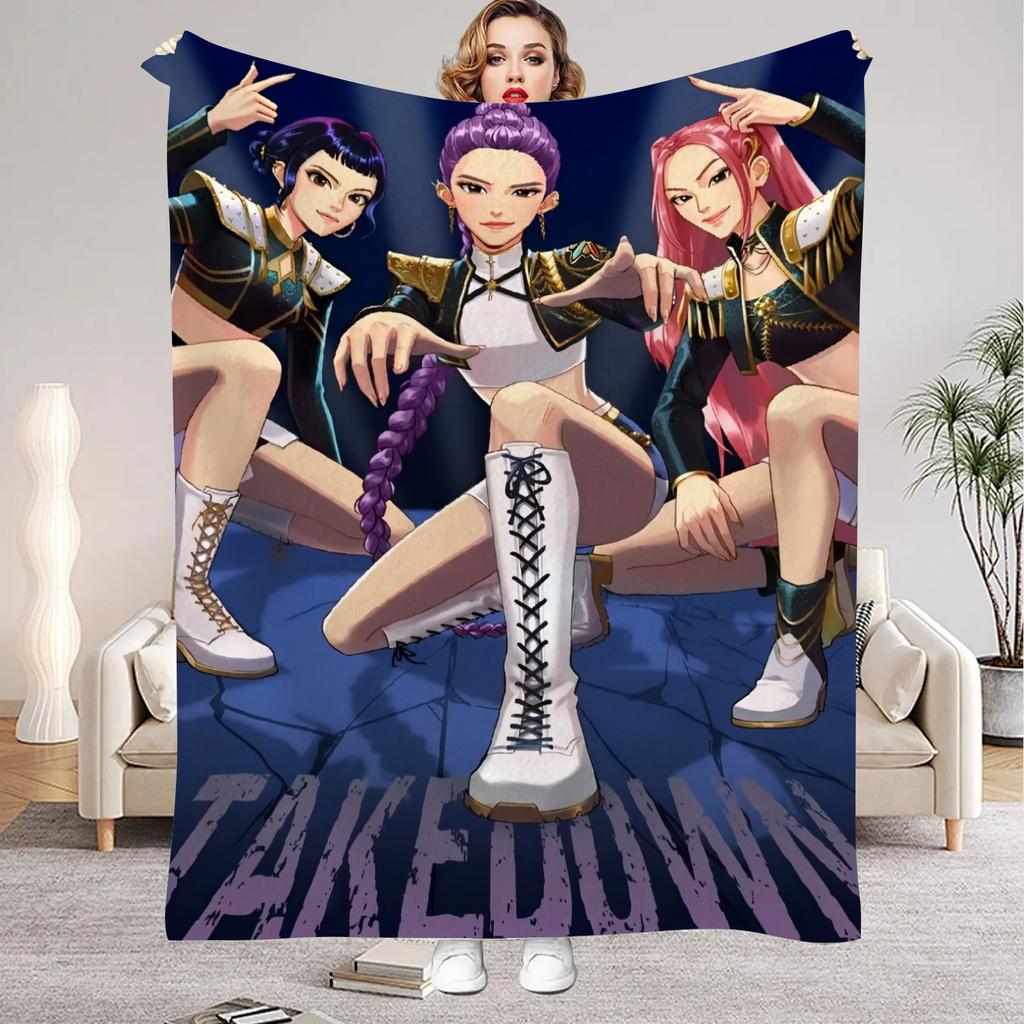 2026 KPOP Demon Hunters Flannel Blankets Living Room Bedroom Sofa Blankets Birthday Gifts For Girls Bedroom Soft Throw Blanket