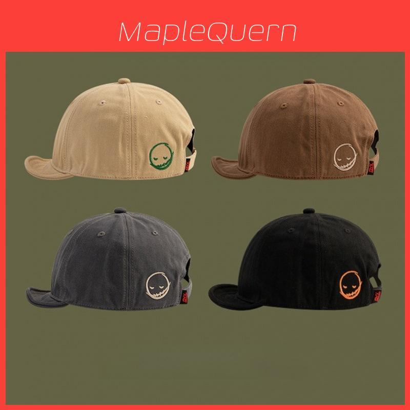 Short Brim Side Smile Baseball Cap With Adjustable Cotton Material For Casual Summer Wear