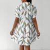 Casual Loose Fit Shirt Dress with Button Front and Stand Collar Short Sleeve Lightweight Summer Dress for Women