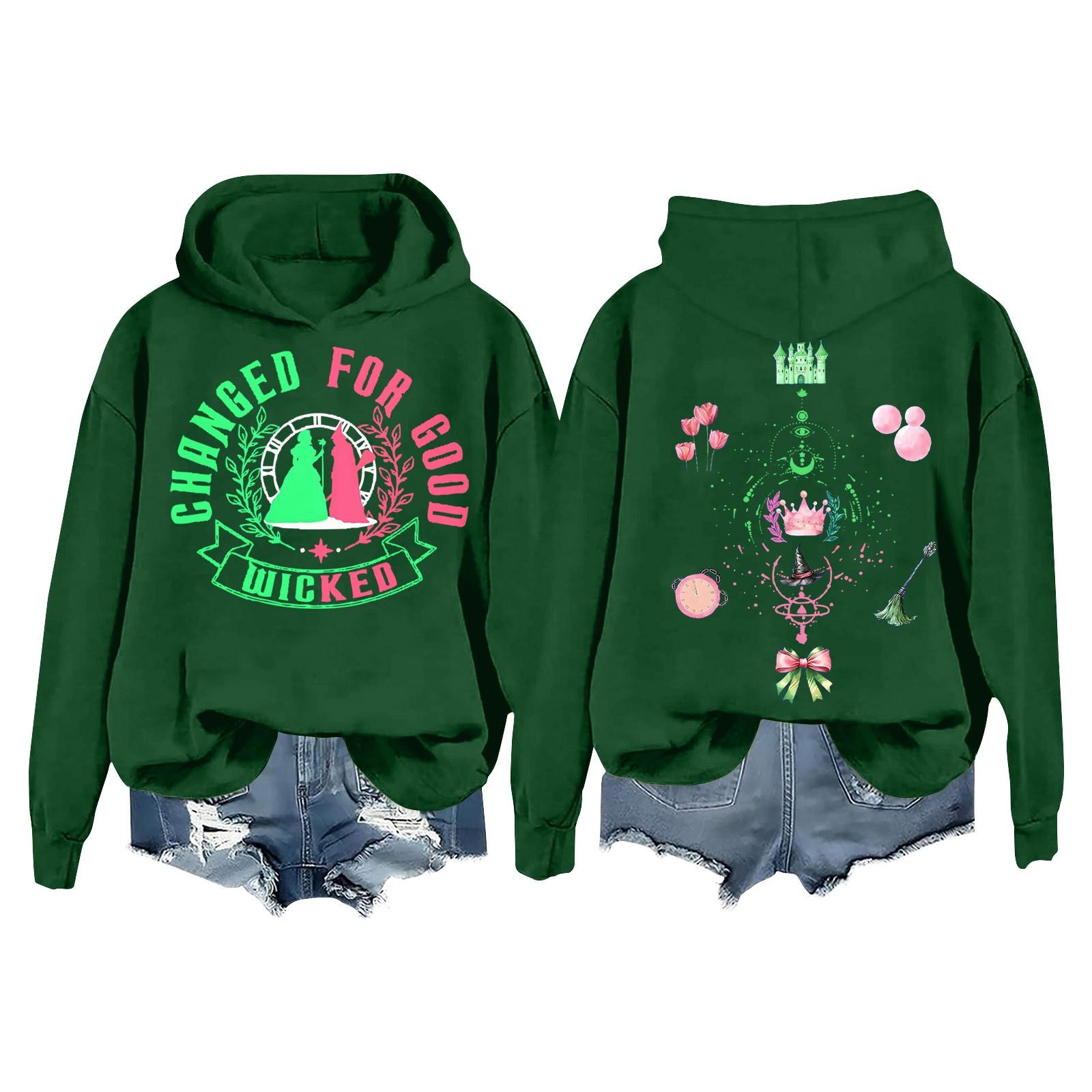 

Жіночий повсякденний пуловер з довгим рукавом і капюшоном з принтом Відьма . XXXXL