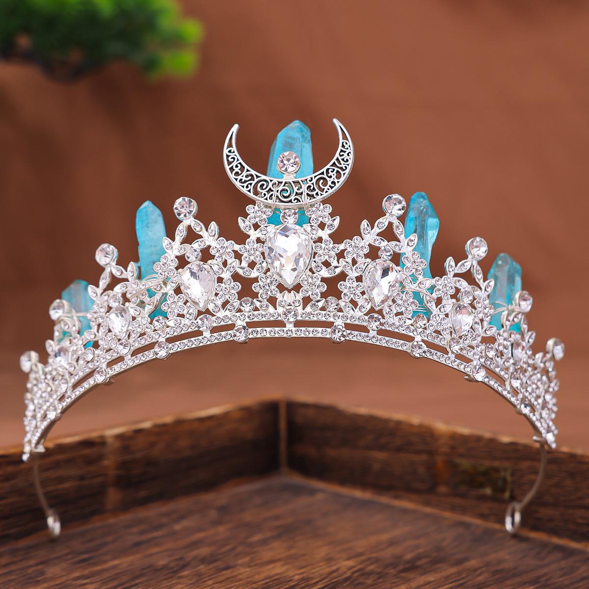 

Natural Stone Handcrafted Crown Hair Accessory Alloy Crown Accessory High End Evening Dress Headband Accessory