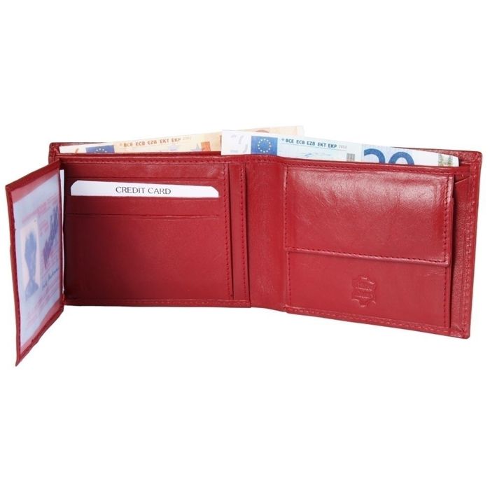 Portefeuille homme - AKZENT - Tasnim - Cuir véritable - Format horizontal compact - Rouge