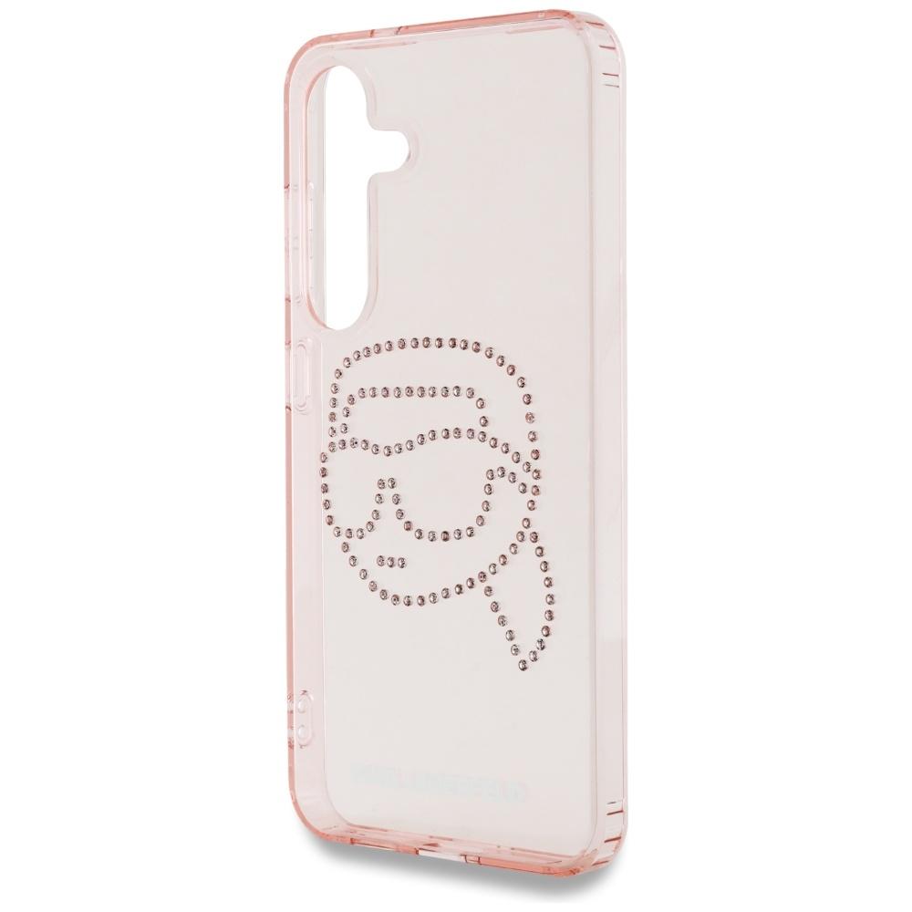 Karl Lagerfeld Rhinestones K Case. Head  Logo For Samsung Galaxy S25 Pink