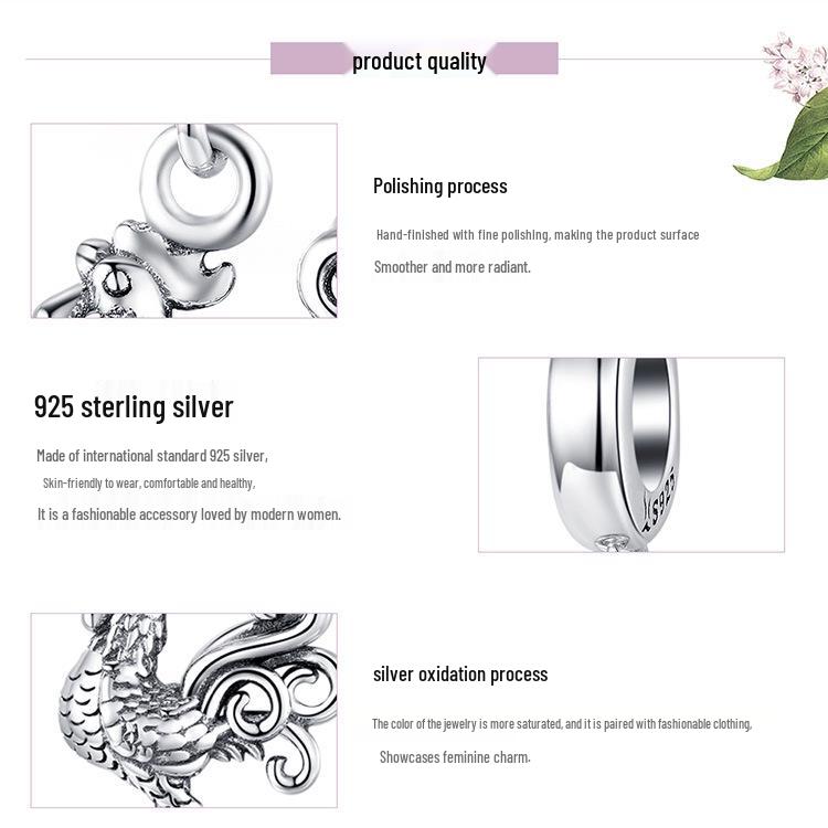 S925 Silver Rooster Pendant for DIY European & American Beaded Bracelets SCC1337
