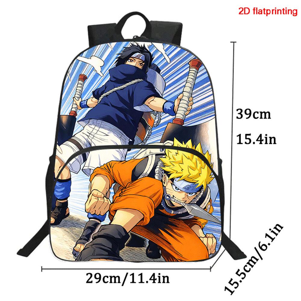 2Pcs Set Youth Rucksack with Front Pocket & Pencil Tote, Comic NARUTO Learner Bags for Boys&Girls Aged 6-10, Durable& Lightweight