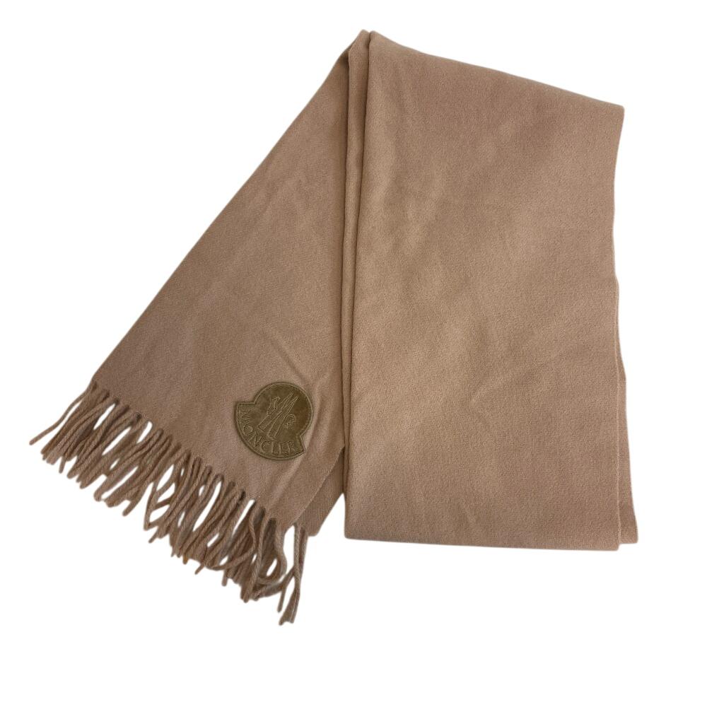MONCLER Moncler logo wool Scarf beige wool Used