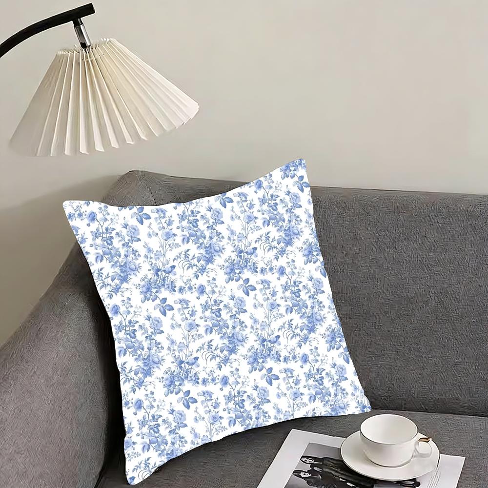 Fashion Small Florals Cushion Cover Elegant Comfort Pillowcase Sofa Bed Doublesided Printed Invisible Zipper Home Decor