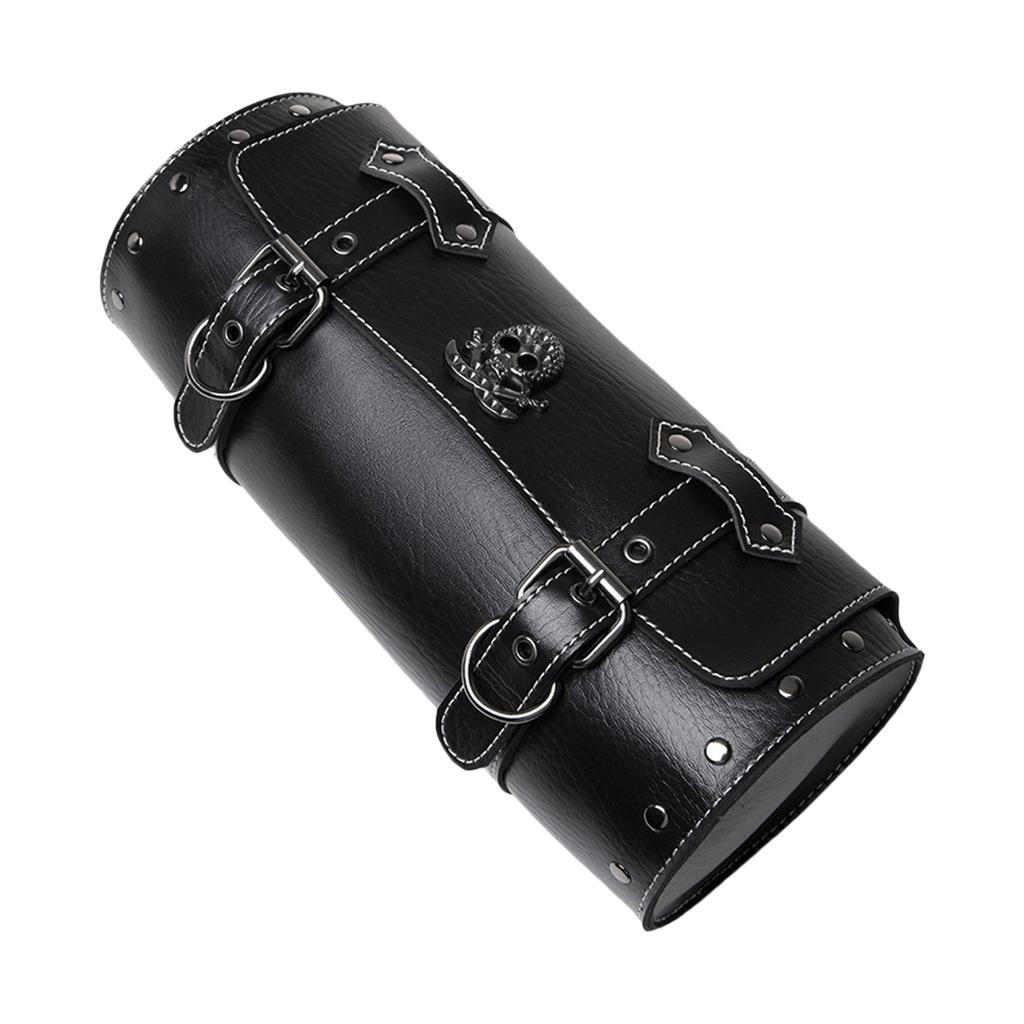 Sac Avant Moto Sac à Outils Moto Sac à Rouleau d'Outils Universel Sacoche Motif Crâne PU Fourche Avant Guidon