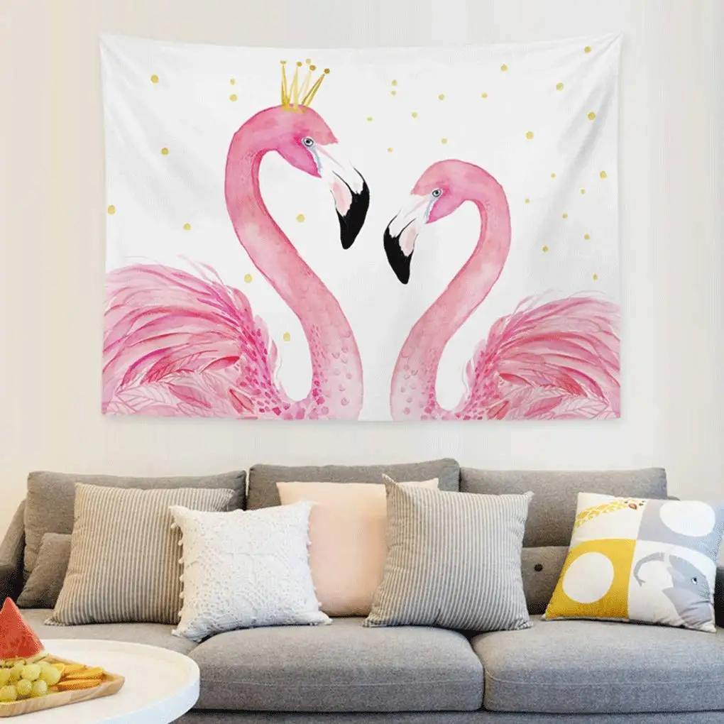 Flamingo Tropical Beach Tapestry Hippie Flamingo in Beach Seaside Tapestries Wall Hanging Art for Bedroom Living Room Dorm Home 74x94cm(29x37in)