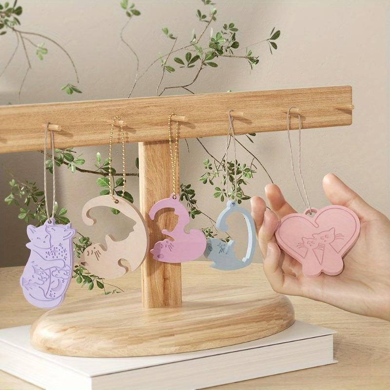 Crystal Dropper DIY Resin Cat Pendant Hanging Aromatherapy Couple Kitten Keychain Silicone Mold