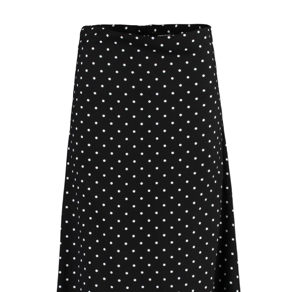 Black Polka Dot Patterned Bell Woven Skirt Tctss22ee0006