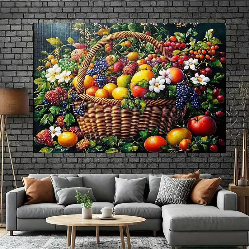2D Abundant Summer Fruits Backdrop Classic Oil Painting Style Studio Photography Background