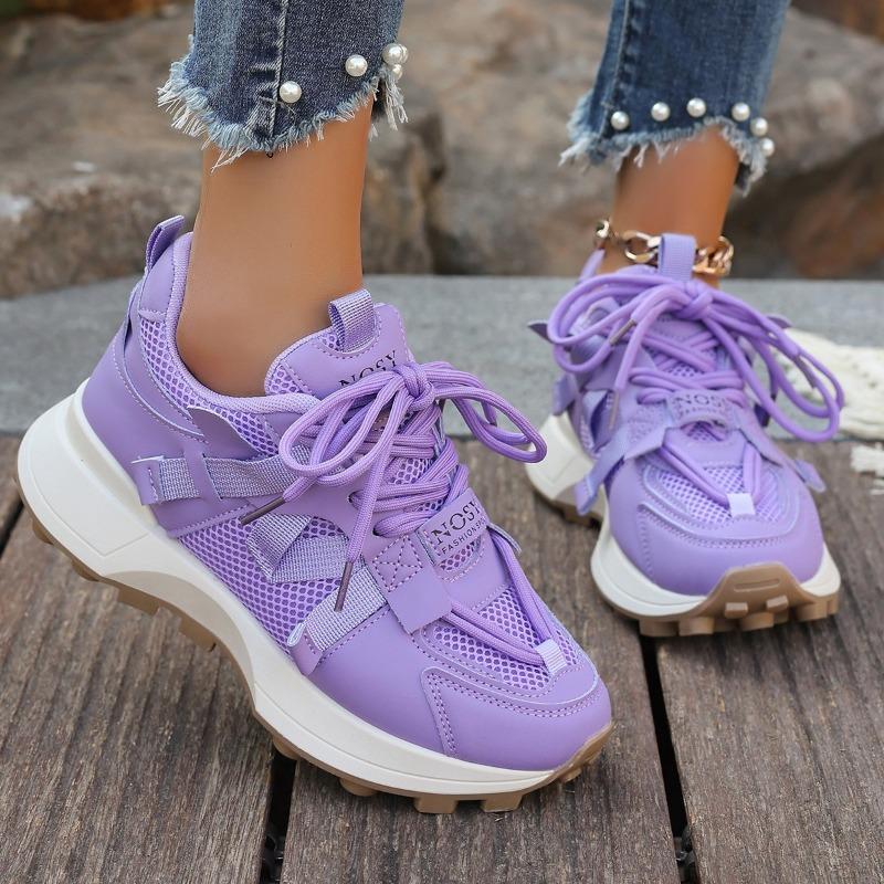 Comfortable Low Top Lace Up Women Sneakers 2025 New Women Breathable Platform Sneakers Outdoor Casual Shoes