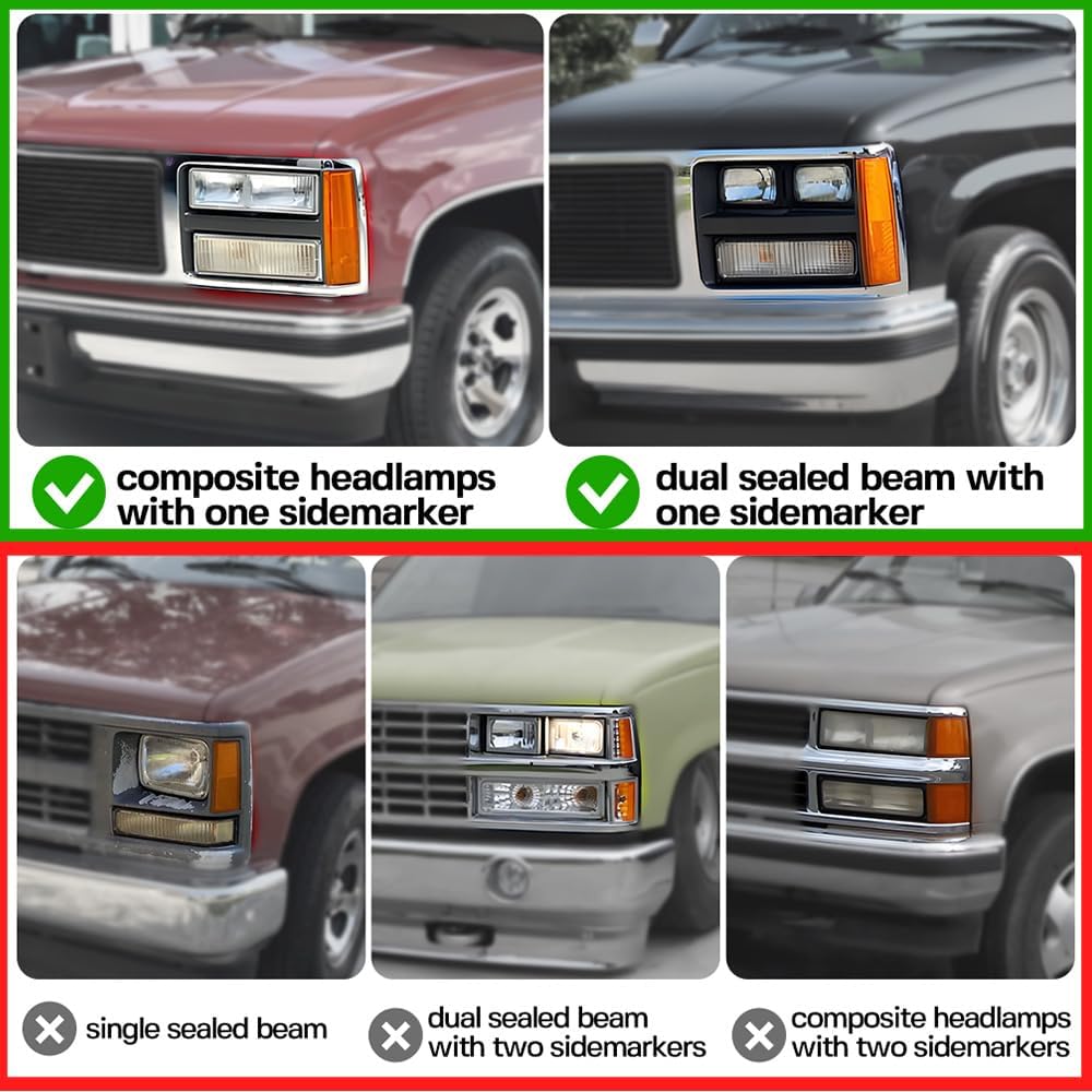 

NJSBYL Amber LED Side Marker Lights for 1988-1993 GMC Sierra Suburban C1500 C2500 C3500 K1500 K2500 K3500,1992-1993 Yukon Turn Signal Indicator Light