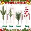 40Pcs Artificial Pine Needles Branches Greenery Faux Red Berry Picks Fake Flowers for DIY Wreath Xmas Embellishing Decorations