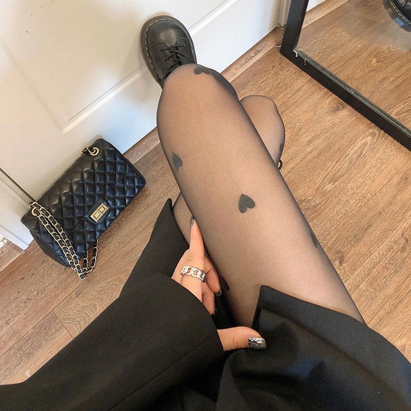 

Sexy Ultra Thin Black Transparent Handgun Stockings Lolita Easy Tear Letter Pantyhose Y2K Ultra-thin Female Legging Long Socks