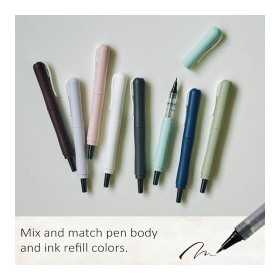 Kuretake Ziglet Pen COCOIRO Refill Fine Brush Tip Black Ink Made in Japan