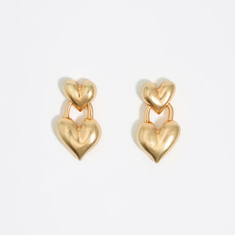 

BIMBA Y LOLA [24FW] Matte Gold Double Heart Earrings B246AIW021GOF Gold_FREE