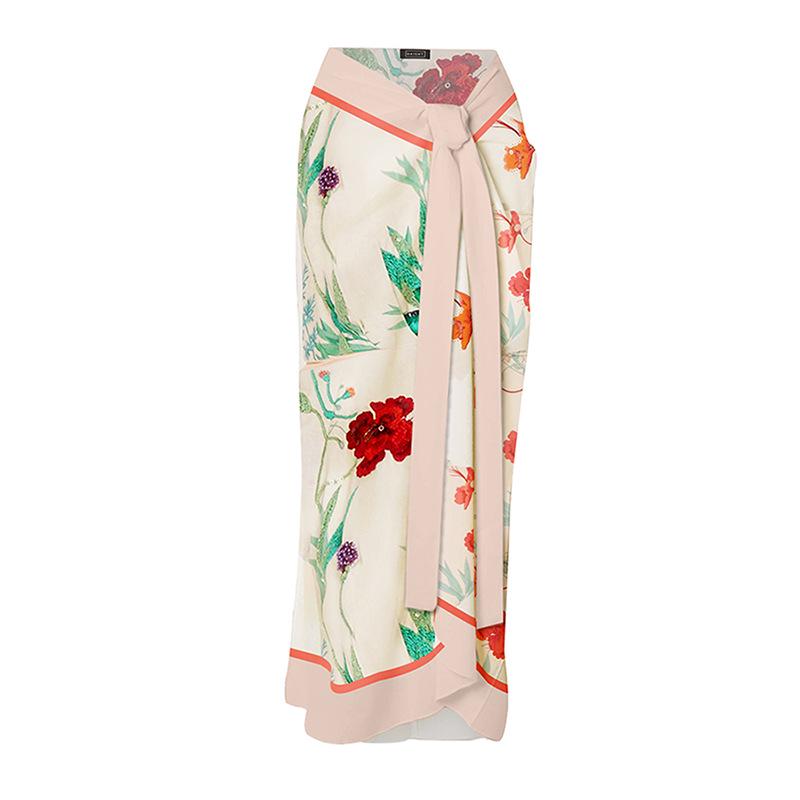 

Юбка миди в европейском и американском отпускном стиле с завязками - Принт пляжного платья (22067528) One Size бежевый