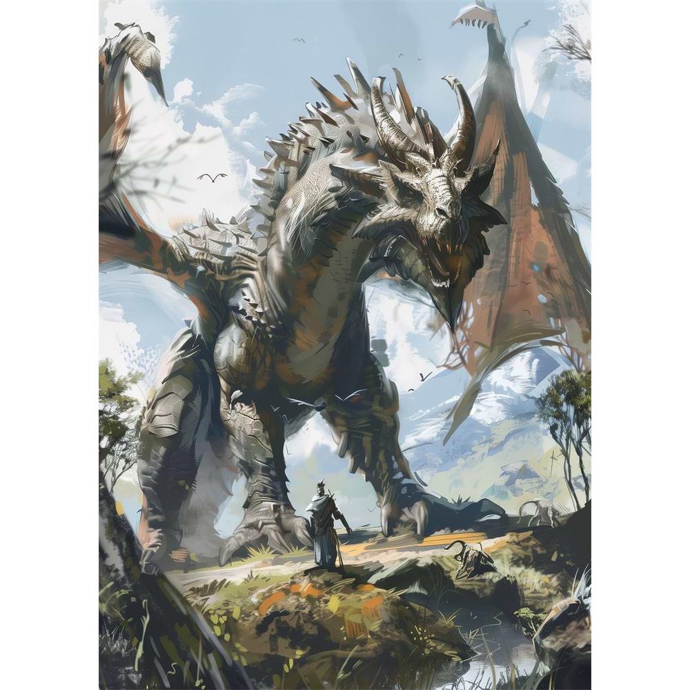 Das Erwachen des mythischen Drachen Diamantmalerei 5D DIY Kunstmuster Druck-Kit Puzzle Leinwand Mosaik-Stickerei Heimdekoration