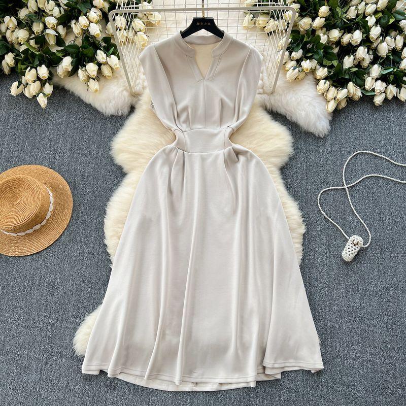 

Женская одежда K-стиль Приталенное стройнящее повседневное платье Apricot color L