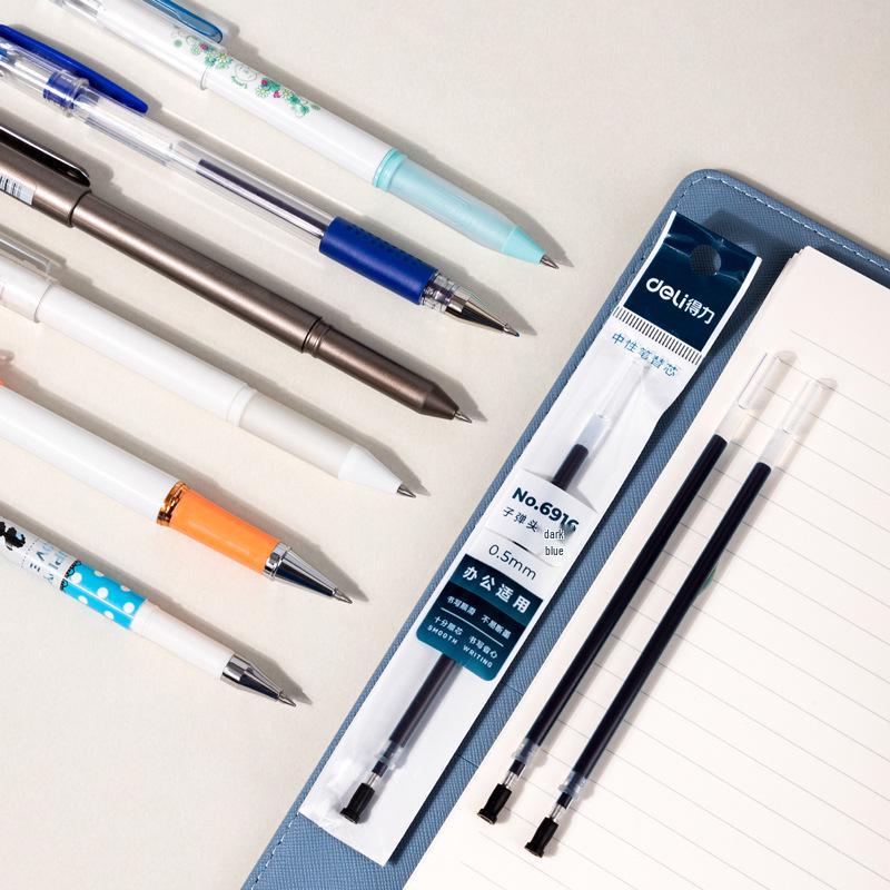 Deli 6916 Bullet Tip Ballpoint Pen Refill, Pull-off Cap, Compatible with 0.5mm Neutral Pens