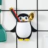 Penguin Wall Mounted Storage Shelf For Bathroom, No Drill Adhesive Plastic Organizer For Sink Counter, Cute Cartoon Multi Purpose Holder For Home