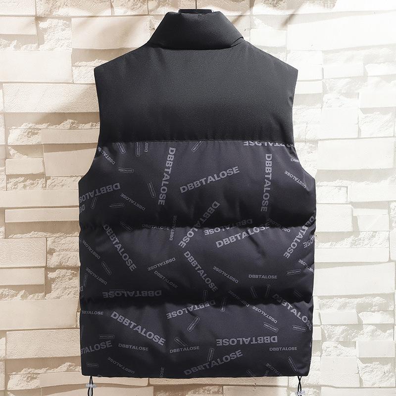 Men's Handsome Vest Stand-up Collar Autumn and Winter Thermal Vest Letter Trend Loose Large Size Vest Jacket