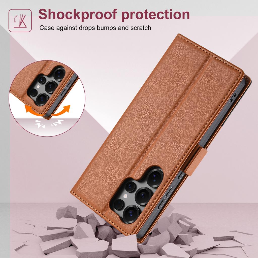 Luxury Leather Wallet Phone Case For Samsung S26 Ultra S25 Plus S24 S23 A36 A56 Flip Strong Magnetic Book Business RFID Cover