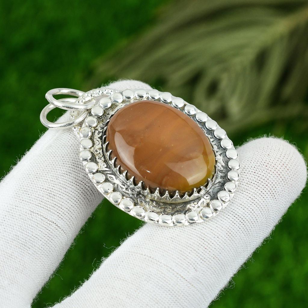 Natural Mookaite Gemstone Pendant 925 Sterling Silver Indian Jewelry For Girls