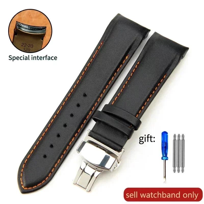 Calfskin Genuine Cow Leather Watchband Belt for Tissot T035 Watch Strap Bracelets Butterfly Buckle Replacement 22mm 23mm 24mm