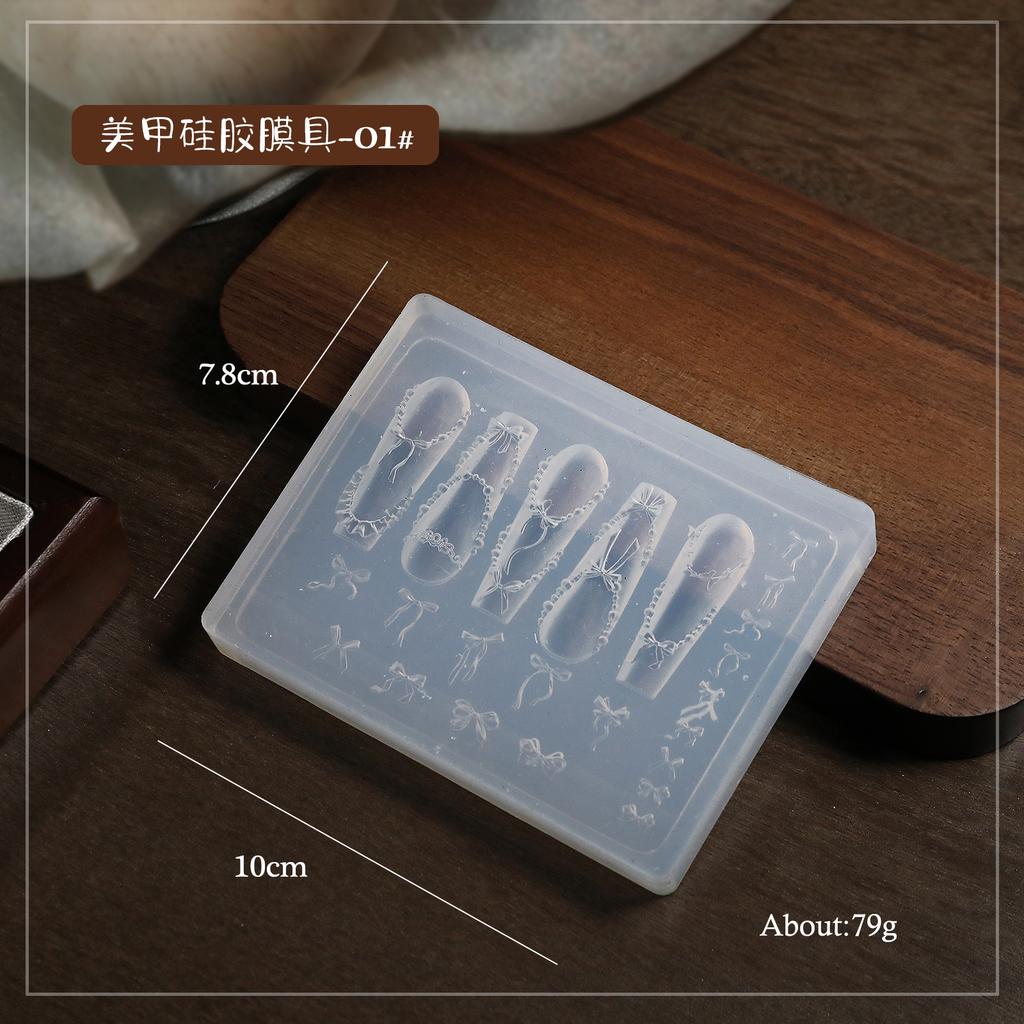 Nail Art 3D Weiche Silikonform Schnitzwerkzeug Schleife Nail Art Prägekleber DIY Design Maniküre Schablone Nail Art Schablonenwerkzeuge