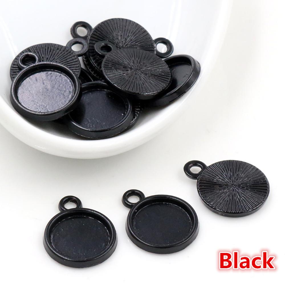 50pcs 8 10mm Inner Size Classic 7 Colors Plated One Sided Single Hanging Simple Style Cabochon Base Setting Charms Pendant