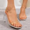 Women Sandals 2025 New Sexy Summer High Heels Shoes Female Jelly Crystal Chunky Heel Transparent Sandals Women Zapatos De Mujer