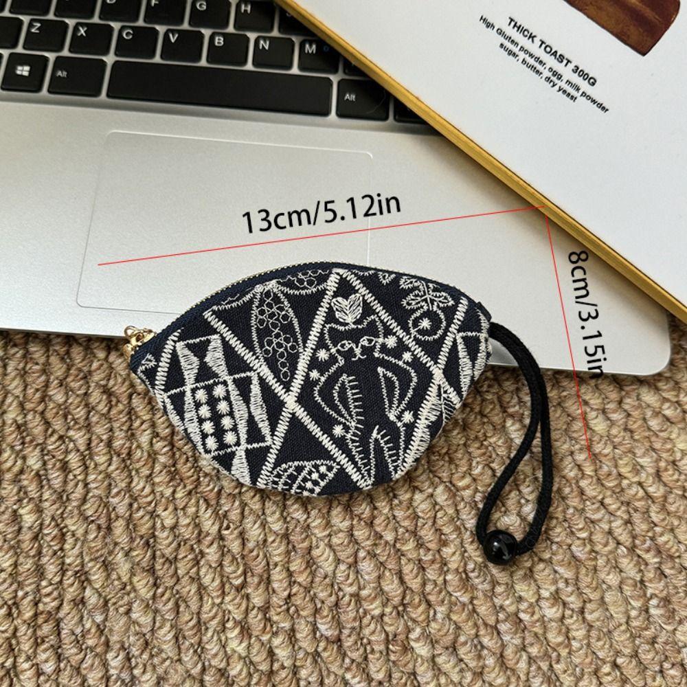 Flower Pull Type Key Bag Portable Cute Zero Wallet Multifunctional Ethnic Style Coin Purse  Key Bag